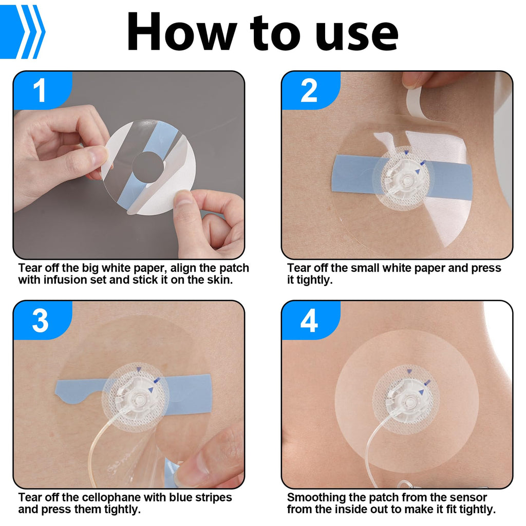 40 Pack Waterproof Universal Adhesive Patches for CGM and Insulin Pumps, 0.8-Inch Hole, Comfortable 10-14Days & Breathable Clear