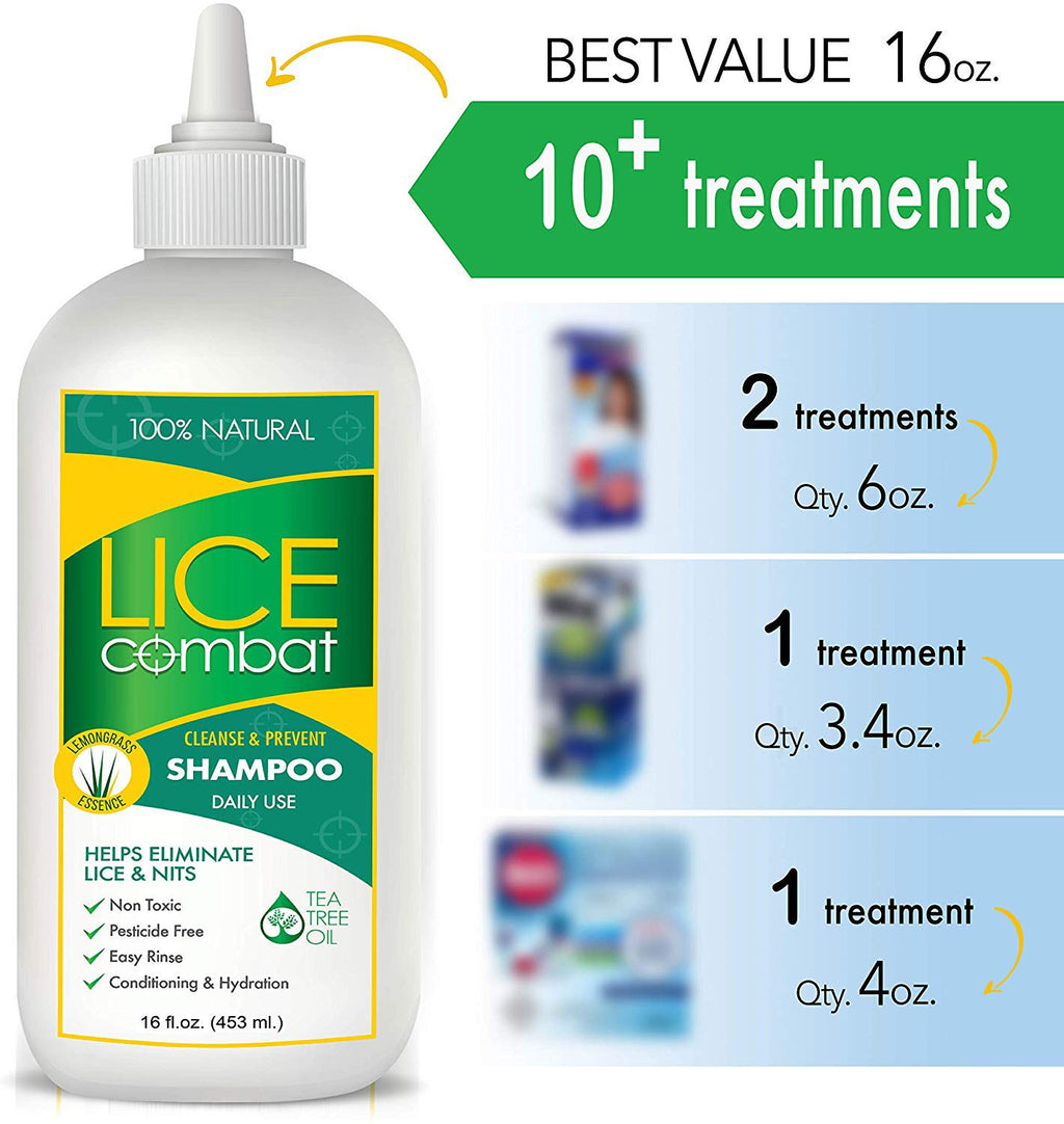 Lice Shampoo | Helps Eliminate Lice, Super Lice & Nits | Repels & Prevents | Pesticide Free | 100% Natural | Tea Tree + Coconut