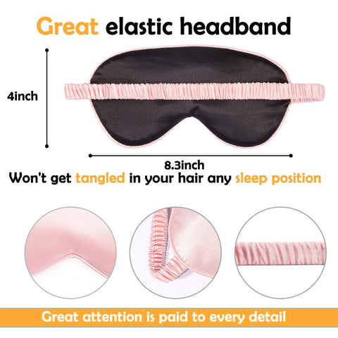 Whaline 2 Pcs Silk Sleep Eye Cover with Ear Plugs and Elastic Strap, Soft and Smooth Eye Cover for Men & Women Night Sleeping, T