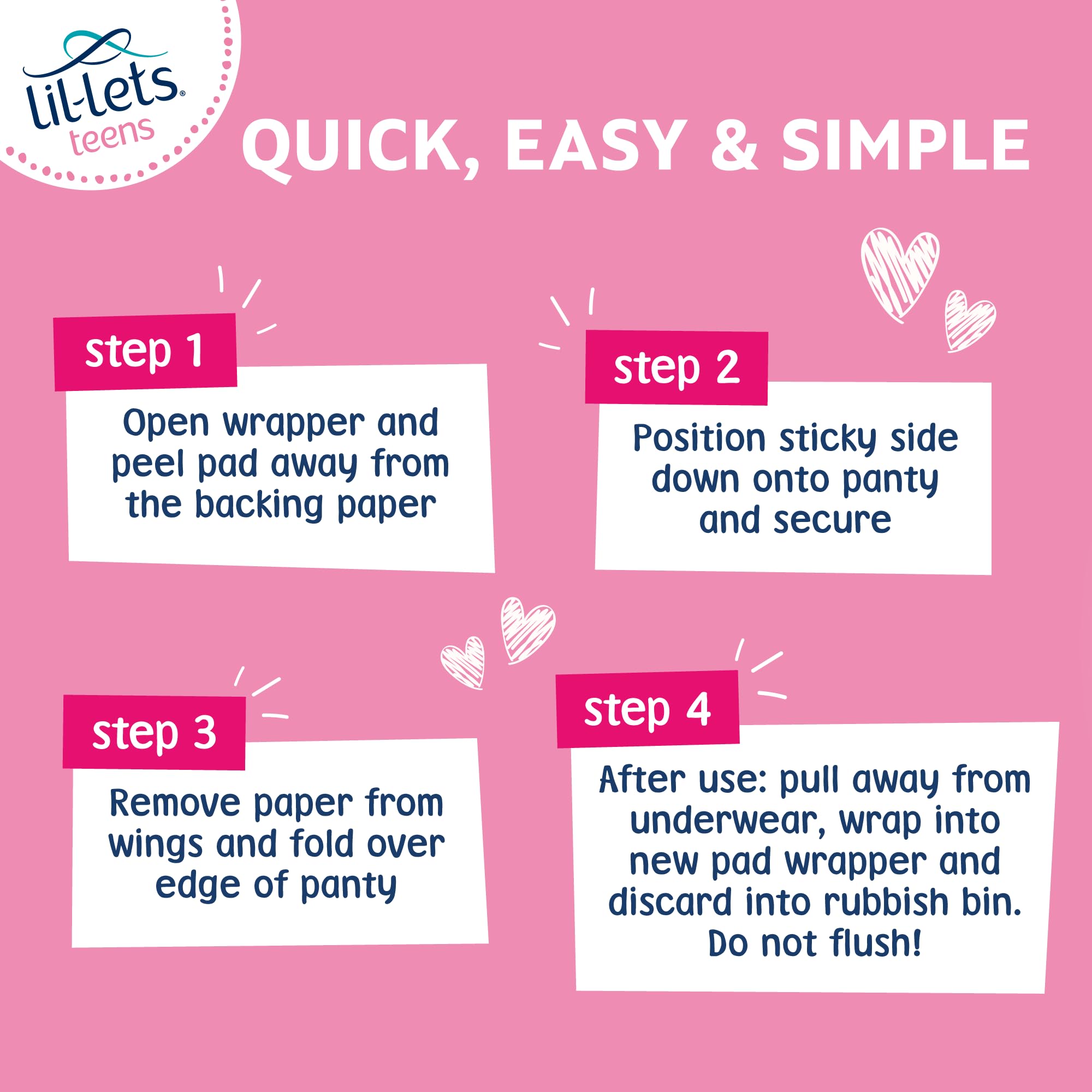 Lil-Lets Teens Long Pads with Wings - 60 Count Period Pads for Teens - Thin, Super Absorbent Sanitary Napkins, Soft & Breathable