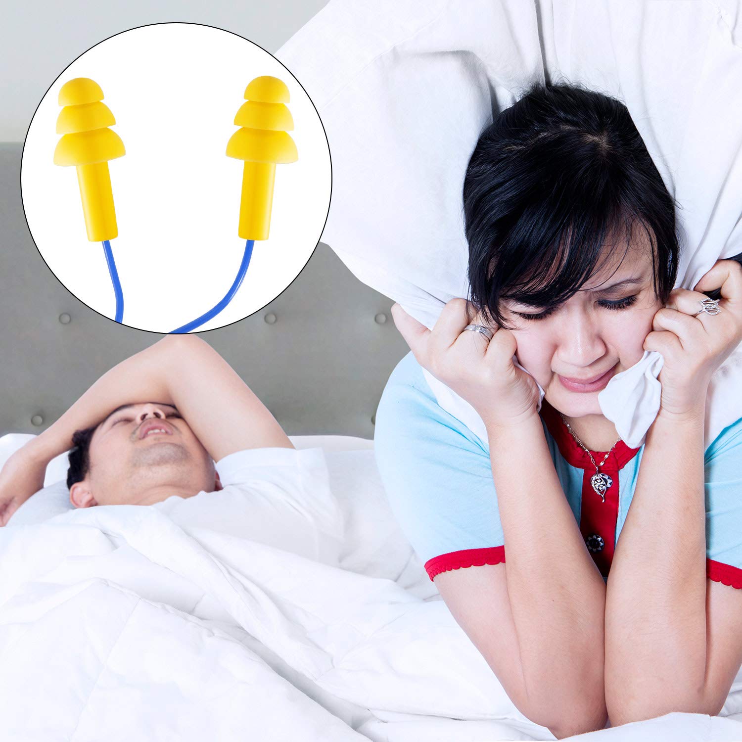 LEIFIDE 25 Pairs Corded Ear Plugs Silicone Waterproof Ear Plugs with Cords for Sleeping Snoring Swimming Shooting, Reusable Plug