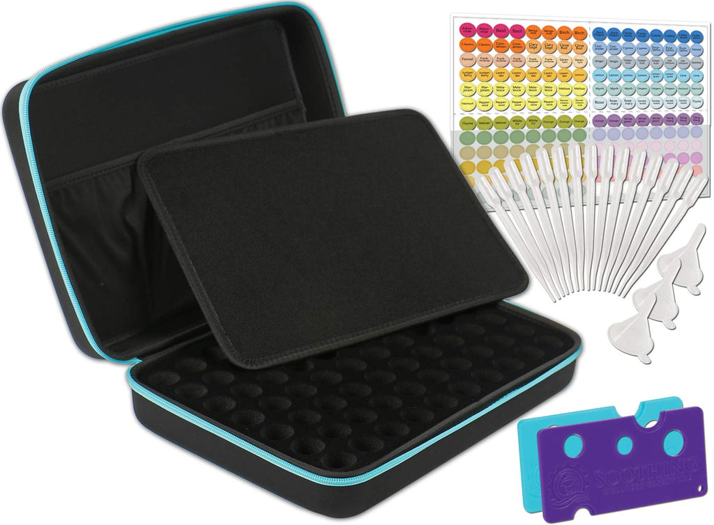 70 Essential Oils Carrying Case for 5ml, 10ml and 15ml Bottles - Hard Shell Exterior Storage Organizer Holds doTerra, Young Livi