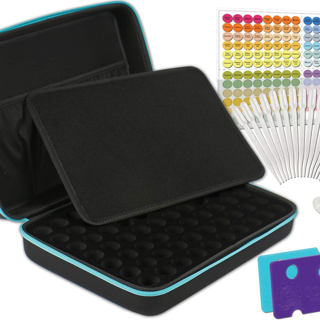 70 Essential Oils Carrying Case for 5ml, 10ml and 15ml Bottles - Hard Shell Exterior Storage Organizer Holds doTerra, Young Livi