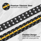 Feraco Magnetic Bracelet for Men Titanium Steel Magnetic Bracelet for Men with Double Row Magnets Adjustable (Black & Gold)