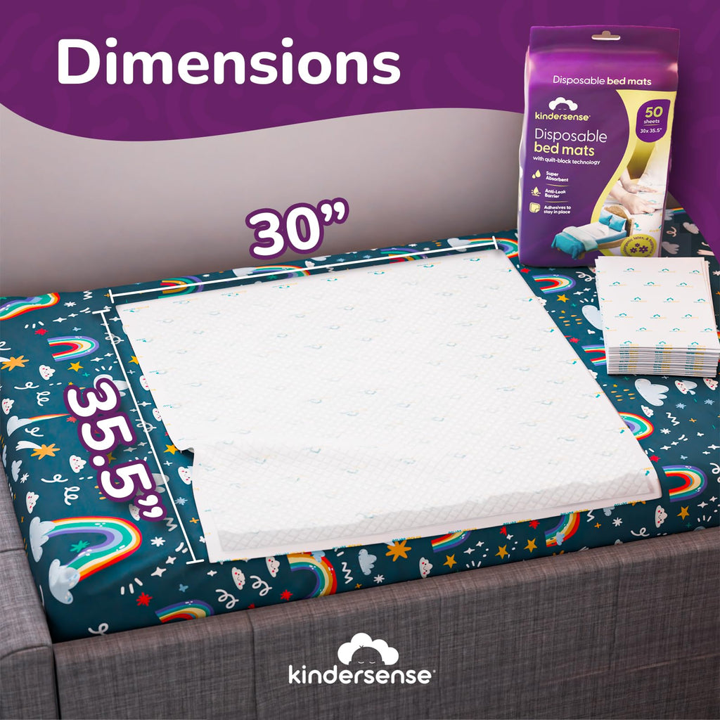 KinderSense Ultra Absorbent Disposable Bed Pads for Potty Training 36 x 30 (50 Count) - Bedwetting Mat & Mattress Protector - In
