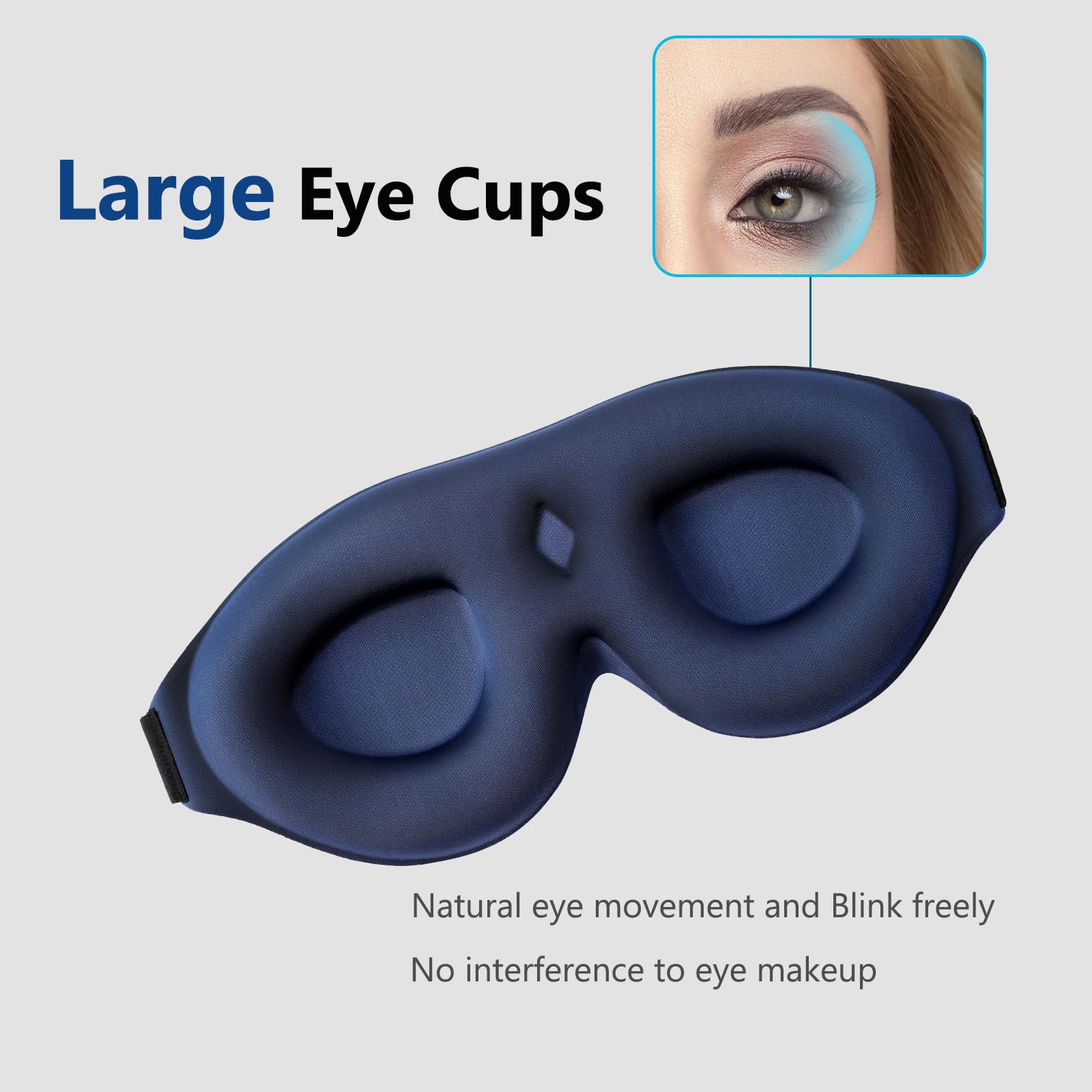 ALASKA BEAR 100% Blackout Sleep Mask Most Comfortable Contoured Eye Cups and Nose Covering for Women Men, 3D Pillowy Soft Light