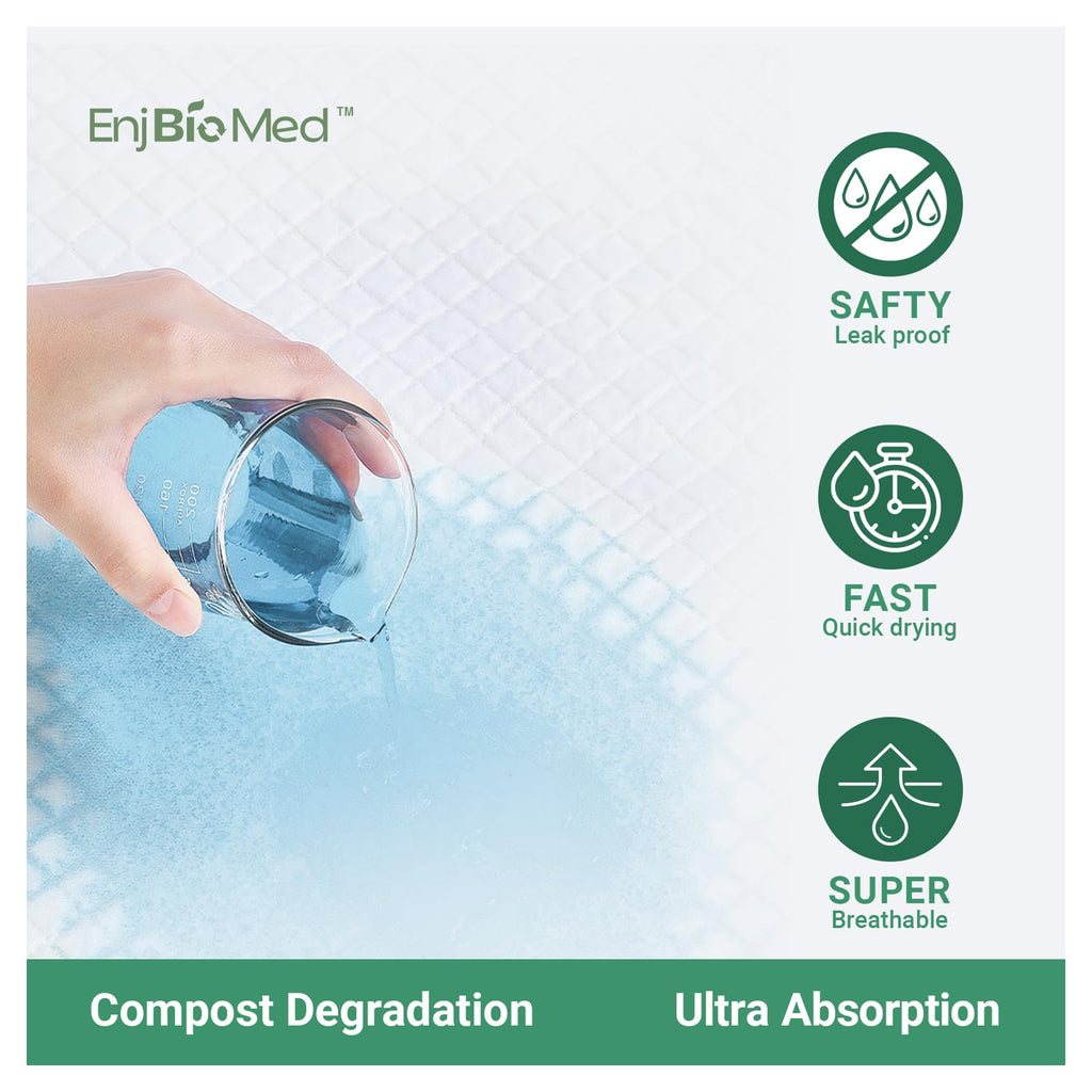 EnjBioMed Eco-Friendly Extra Large Ultra Absorbent Bed Pads Disposable Adult 105g (30 X 36 Pack of 50), with Adhesive Strips , L