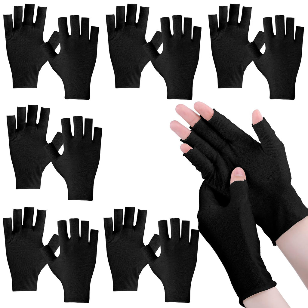 Geyoga 6 Pairs Fingerless Moisturizing Gloves Eczema Cotton Gloves for Adults Half Finger Touchscreen Lotion Overnight Dry Hands