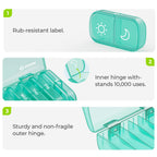 AUVON XL Weekly Pill Organizer 2 Times a Day, Pill Box 7 Day with One-Side Large Openings for Easy to Use, Cyan AM PM Pill Case