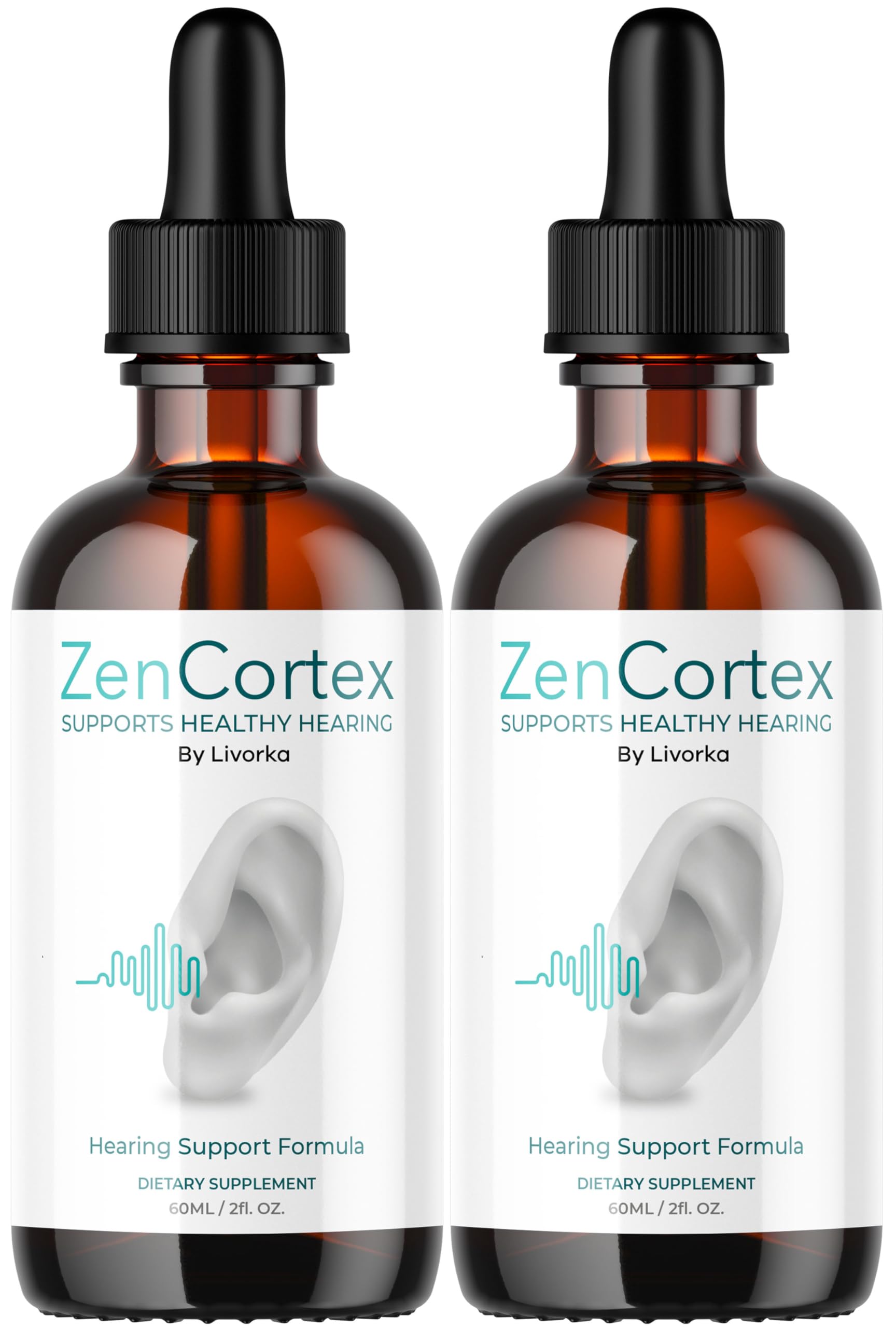 LIVORKA ZenCortex Drops, Liquid Supplement for Ear Health, Supports Healthy Hearing, 2 Bottles for 60 Days - Pack of 2