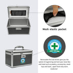 HEWEI WORKS Lockable Medication Box with Portable Storage Case, 12.2 x 7.2 x 7.6 Inch, Childproof Medicine Organizer with Combin