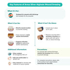 Areza Medical - Silver Alginate (Antibacterial Alginate with Silver) - Wound Dressing Pads - Sterile - 4.25 X 4.25 (10.8 cm X 10