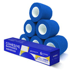 RISEN Cohesive Bandage 2    x 5 Yards, 6 Rolls, Self Adherent Wrap Medical Tape, Adhesive Flexible Breathable First Aid Gauze Id