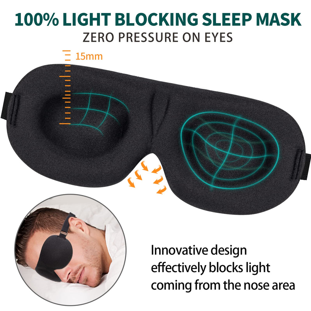 NEWVANGA Sleep Mask for Back and Side Sleeper, Block Out Light, Sleeping Eye Mask of 3D Night Blindfold, Zero Eye Pressure Ultra