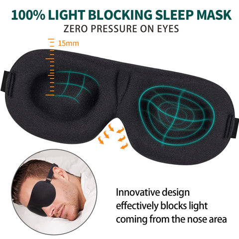 NEWVANGA Sleep Mask for Back and Side Sleeper, Block Out Light, Sleeping Eye Mask of 3D Night Blindfold, Zero Eye Pressure Ultra