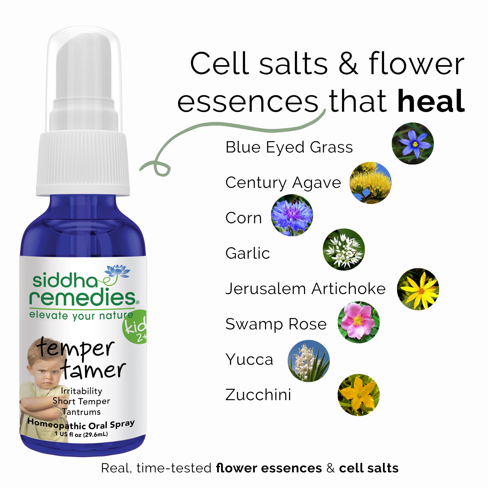 Siddha Remedies Temper Tamer Spray for Children with Tantrums, Short Temper | 100% Natural Homeopathic Remedy Ingredients, Cell