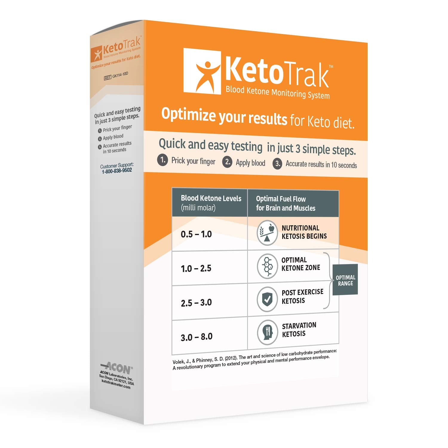 KetoTrak Blood Ketone Testing Kit, 1 Meter, 10 Ketone Strips, 1 Lancing Device, 10 Lancets, Optimize Your Result for Keto Diet b