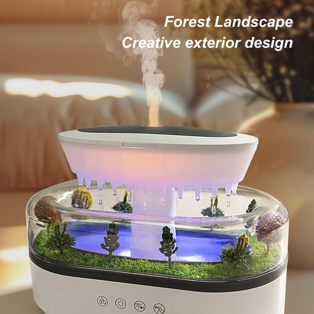 HIROGA Rain Diffuser 250ML Essential Oil Diffuser, Cloud Humidifier Rain Water Drip Humidifier with Drip Music Micro Landscape U