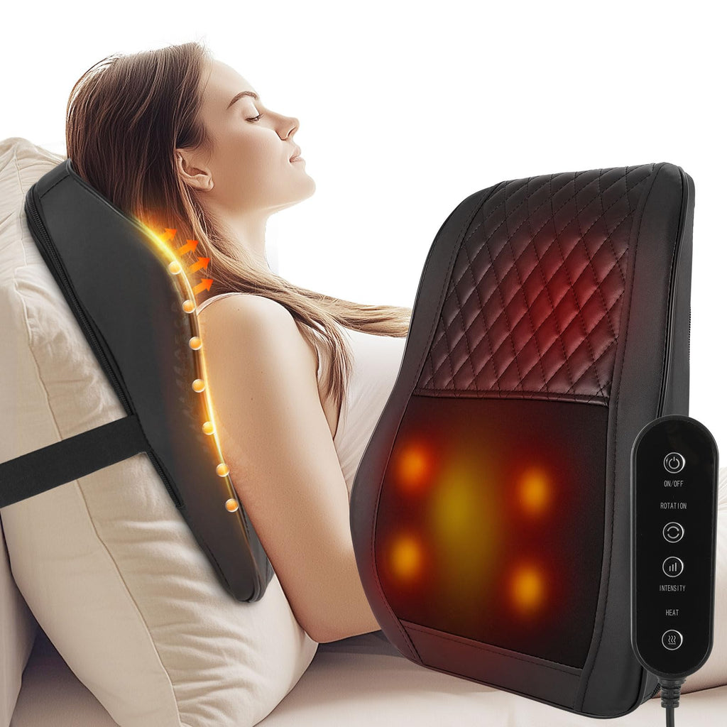 AERLANG Cordless Neck and Back Massager with Heat, 3D Shiatsu Kneading Pillow, 4 Massage Nodes & Bi-Directional Deep Tissue Mass