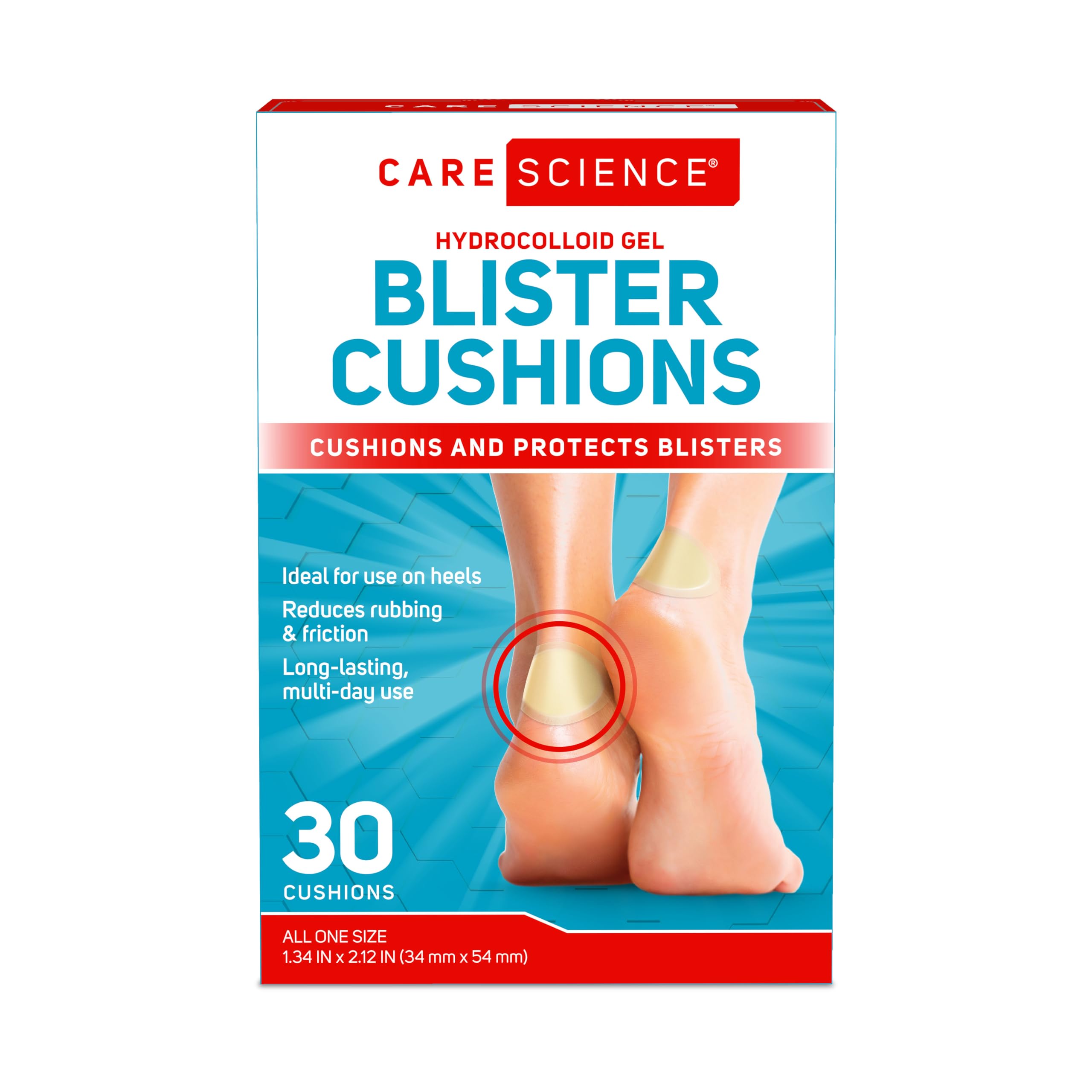 Care Science Hydrocolloid Gel Blister Cushion Bandages, 30 ct | Cushions & Protects Blisters, Long-Lasting