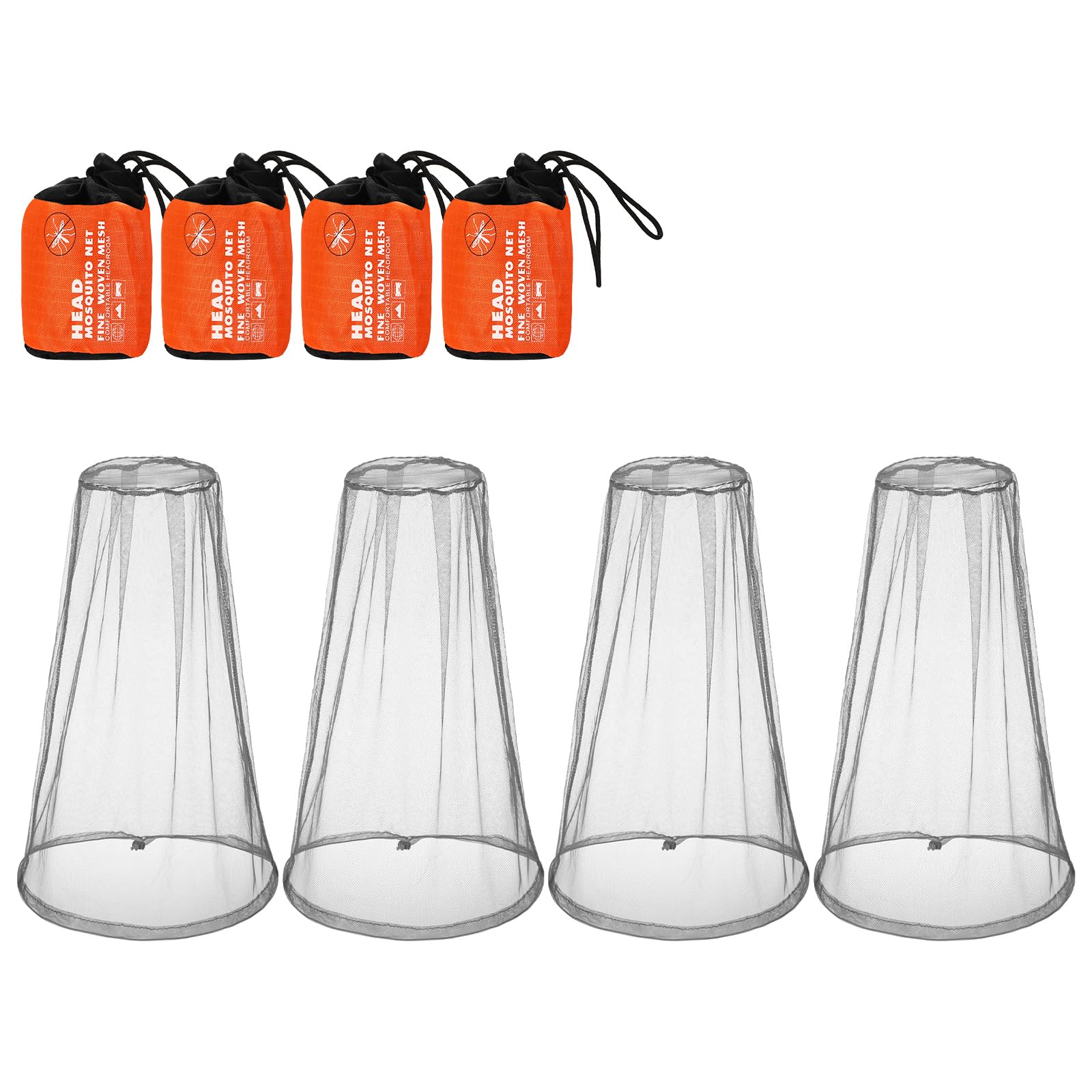 Hestya 4 Pack Mosquito Face Mesh Net Protecting Net for Outdoor Hiking Camping Climbing Mosquito Fly Insects Preventing (Grey)