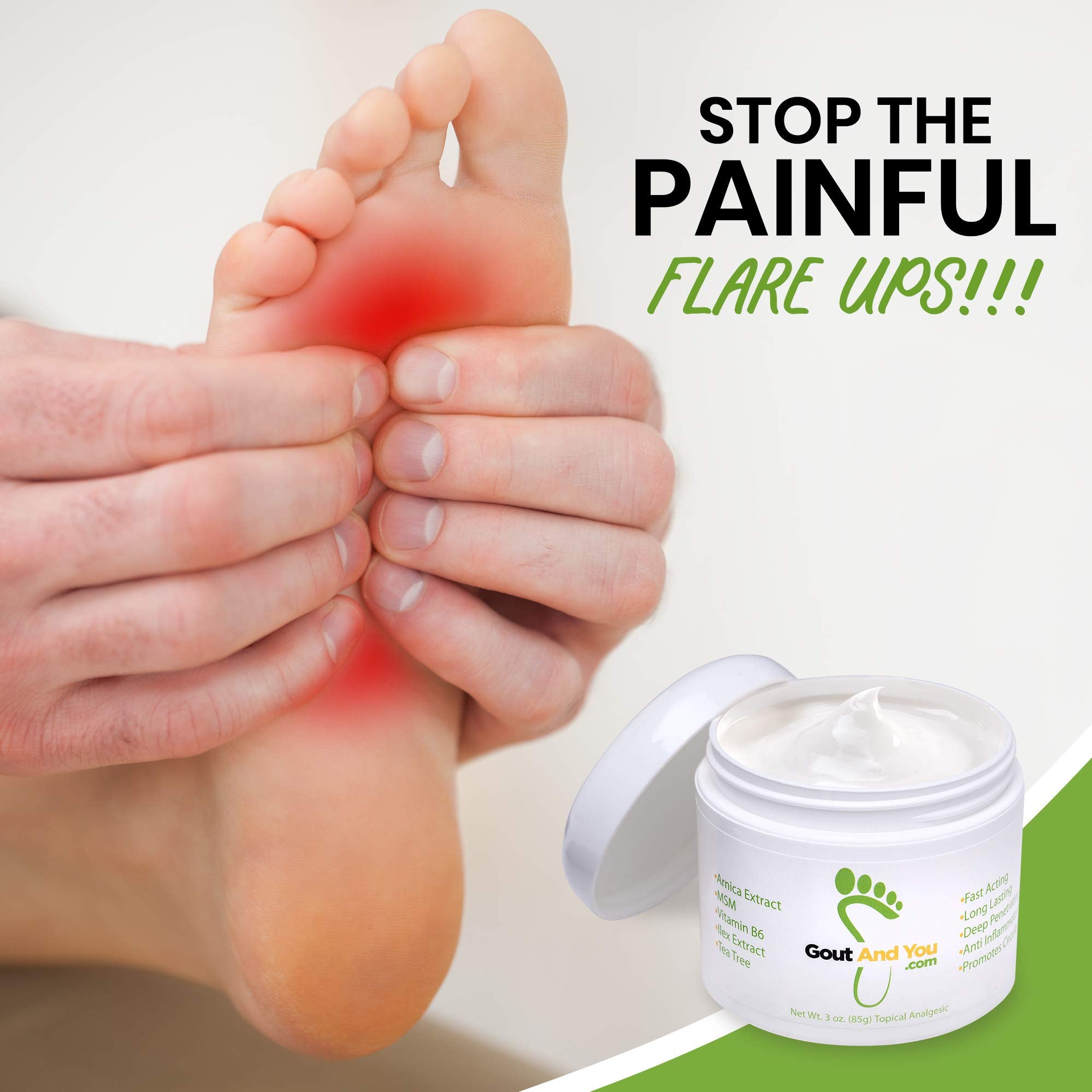 Gout and You Relief Cream for Joint Discomfort, Flare-Ups, Tendon - Fast Acting Muscle Ache Relieving Rub with Arnica/Ilex Leaf