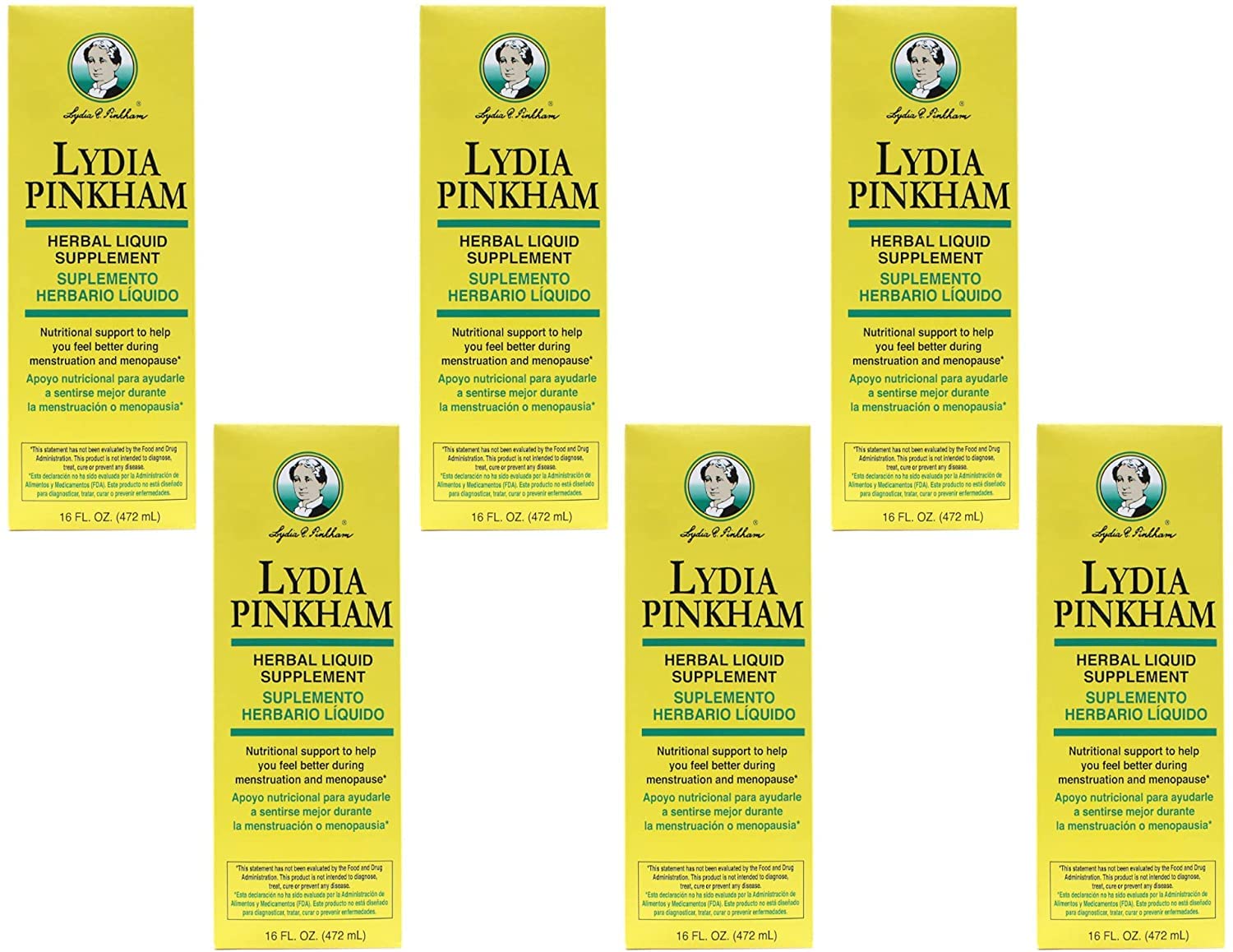 Lydia Pinkham Herbal Liquid Supplement 16 oz (Pack of 6)