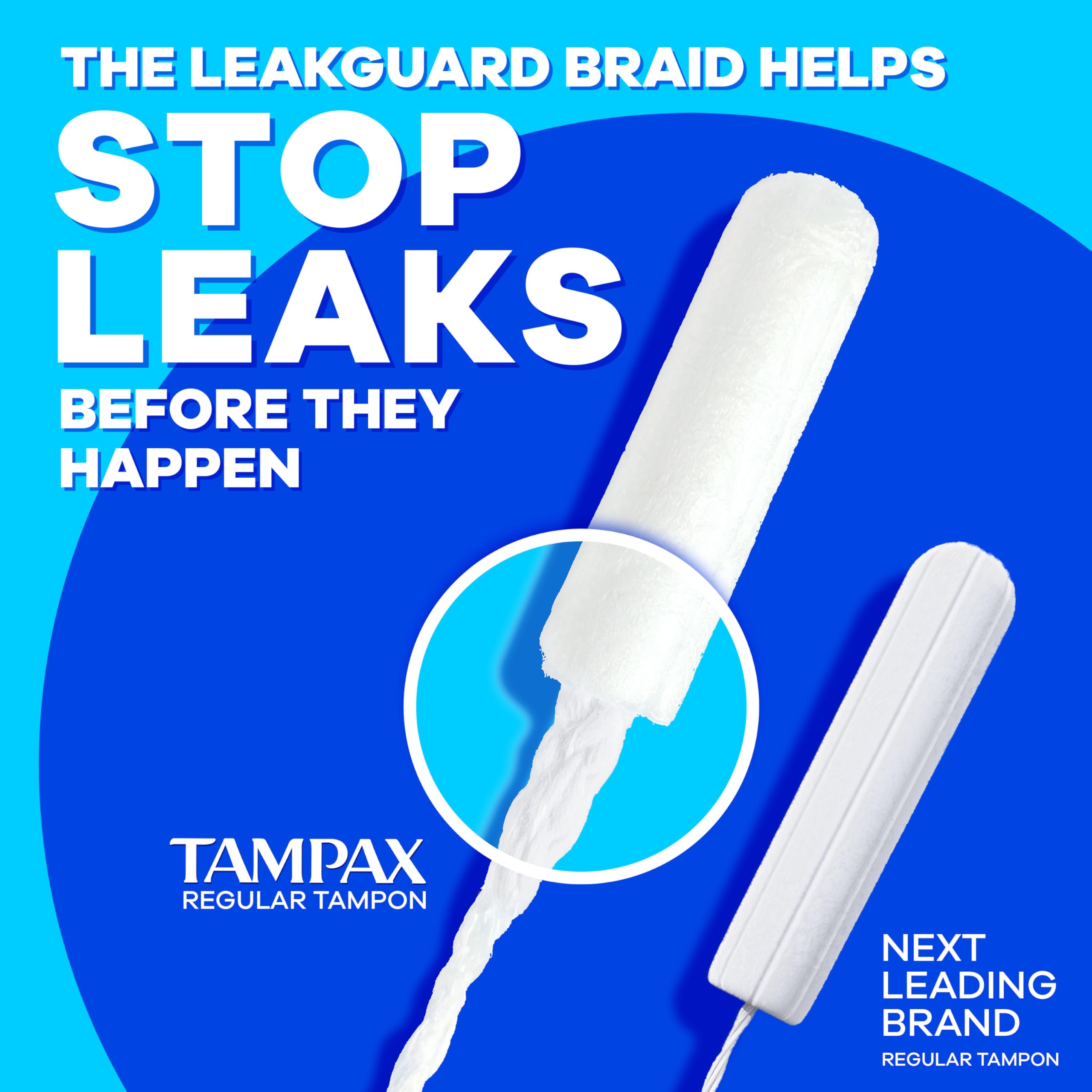 Tampax Compact Pearl Tampons Multipack, with LeakGuard Braid & Extendable Applicator, Regular/Super Absorbency, Compact Extendab
