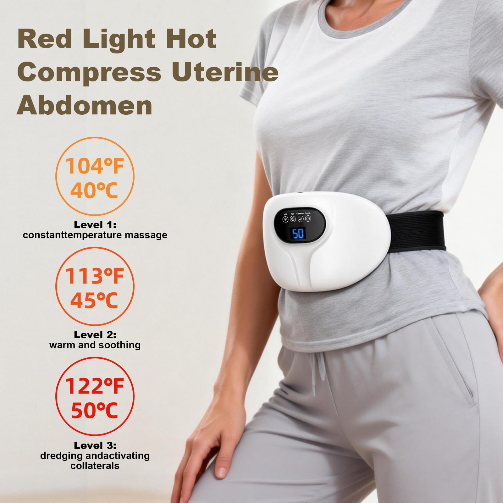 3-in-1 Electric Abdominal Massager with Heating Pad, Stomach Massage for Digestion Support, Hot Stone Heating Pad with Vibration