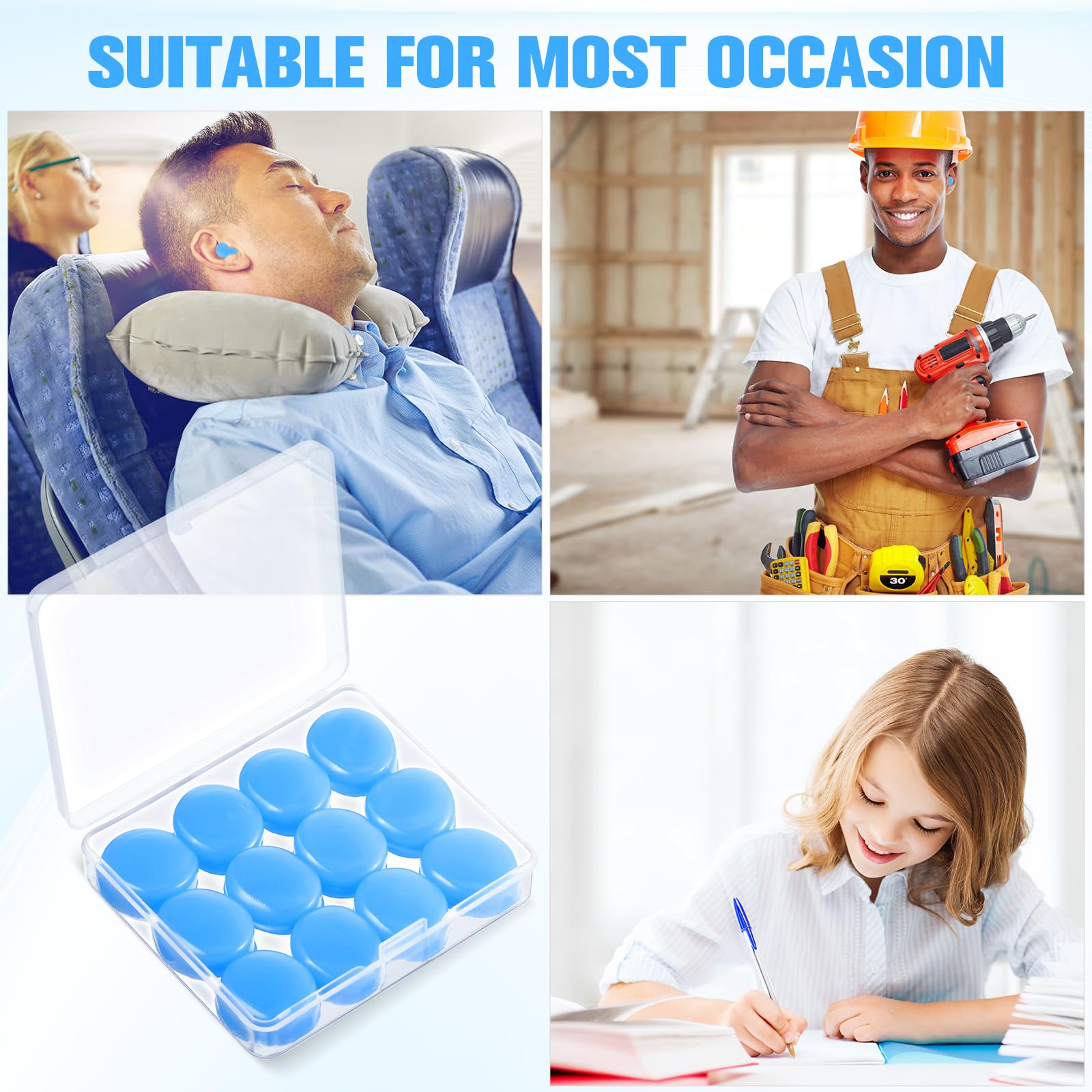 Frienda 21 Pairs Ear Plugs for Sleeping Reusable Moldable Silicone Earplugs Soft Noise Cancelling Earplugs Sound Blocking Ear Pl