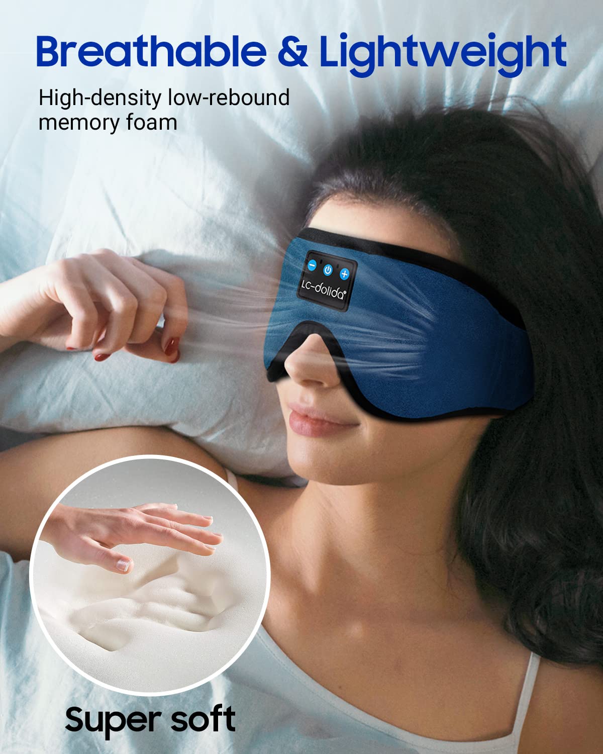 LC-dolida Sleeping Headphones Eye Mask, Sleep Mask with Bluetooth Headphones 3D Eye Mask Wireless Music Cotton Sleep Cover for S