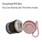 MGERASL Pink pill box for women purse, small pill box, travel pill organizer, 4 compartments for pill bottles, fits in pocket, h