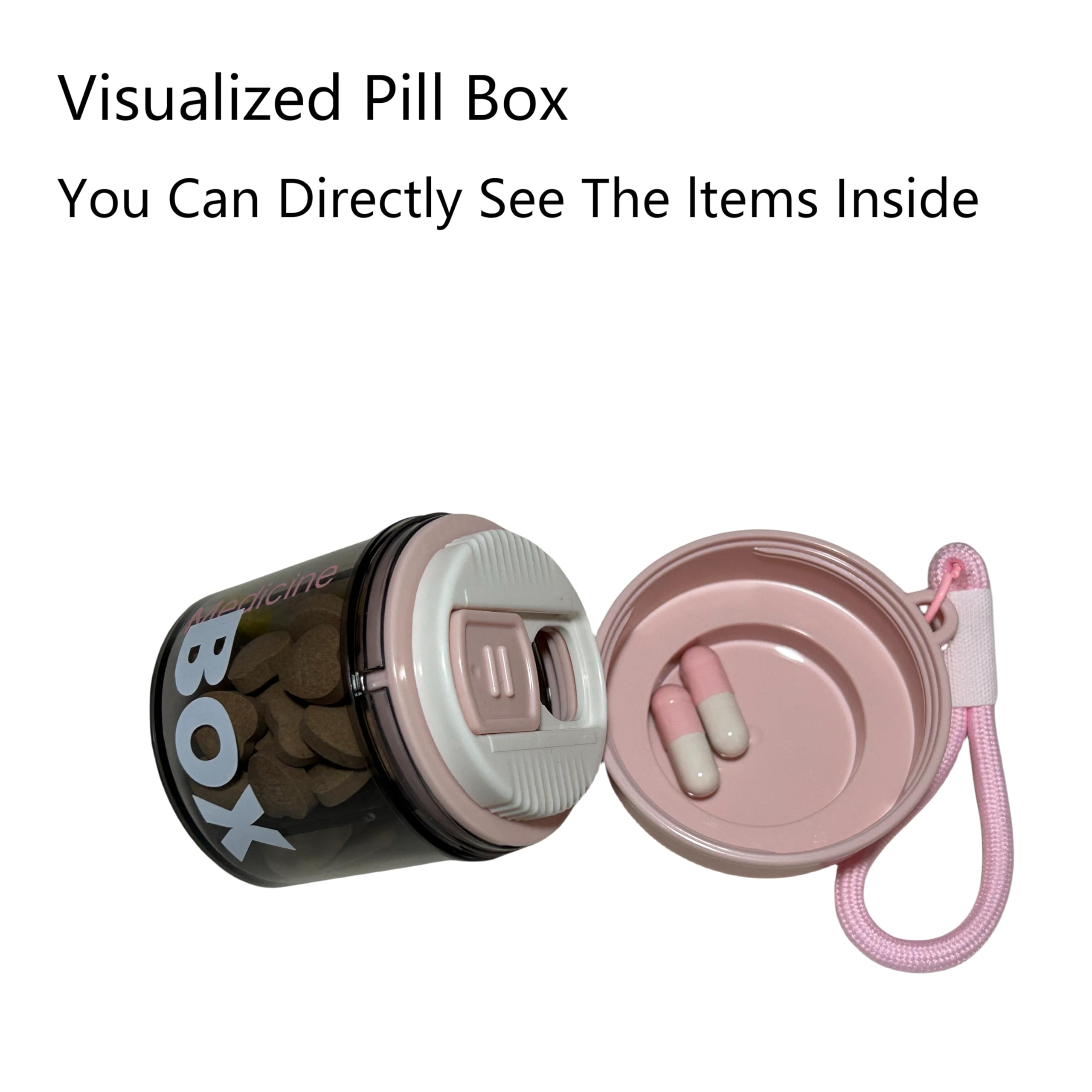 MGERASL Pink pill box for women purse, small pill box, travel pill organizer, 4 compartments for pill bottles, fits in pocket, h