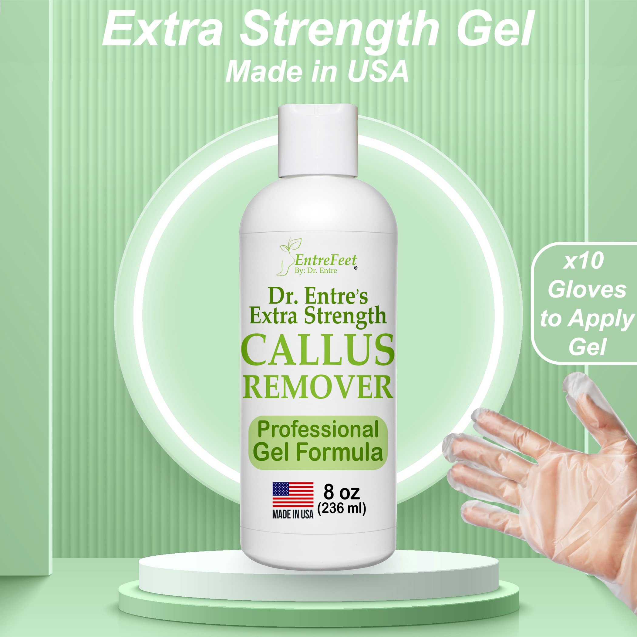 Dr. Entre's Callus Remover Gel Kit for Feet: Foot File, Pumice Stone, 5 Glove Pairs for Gel Application, Spa Kit, Foot Care, Ped