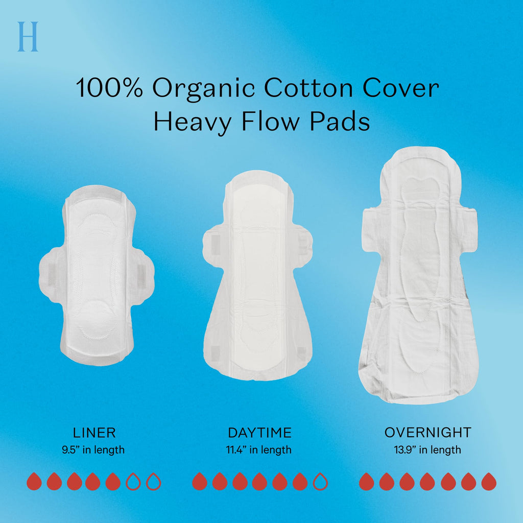 The Honey Pot Company - 64ct - Pads for Women - Non-Herbal Heavy Overnight Pads w/Wings - Organic Cotton Cover, & Ultra-Absorben