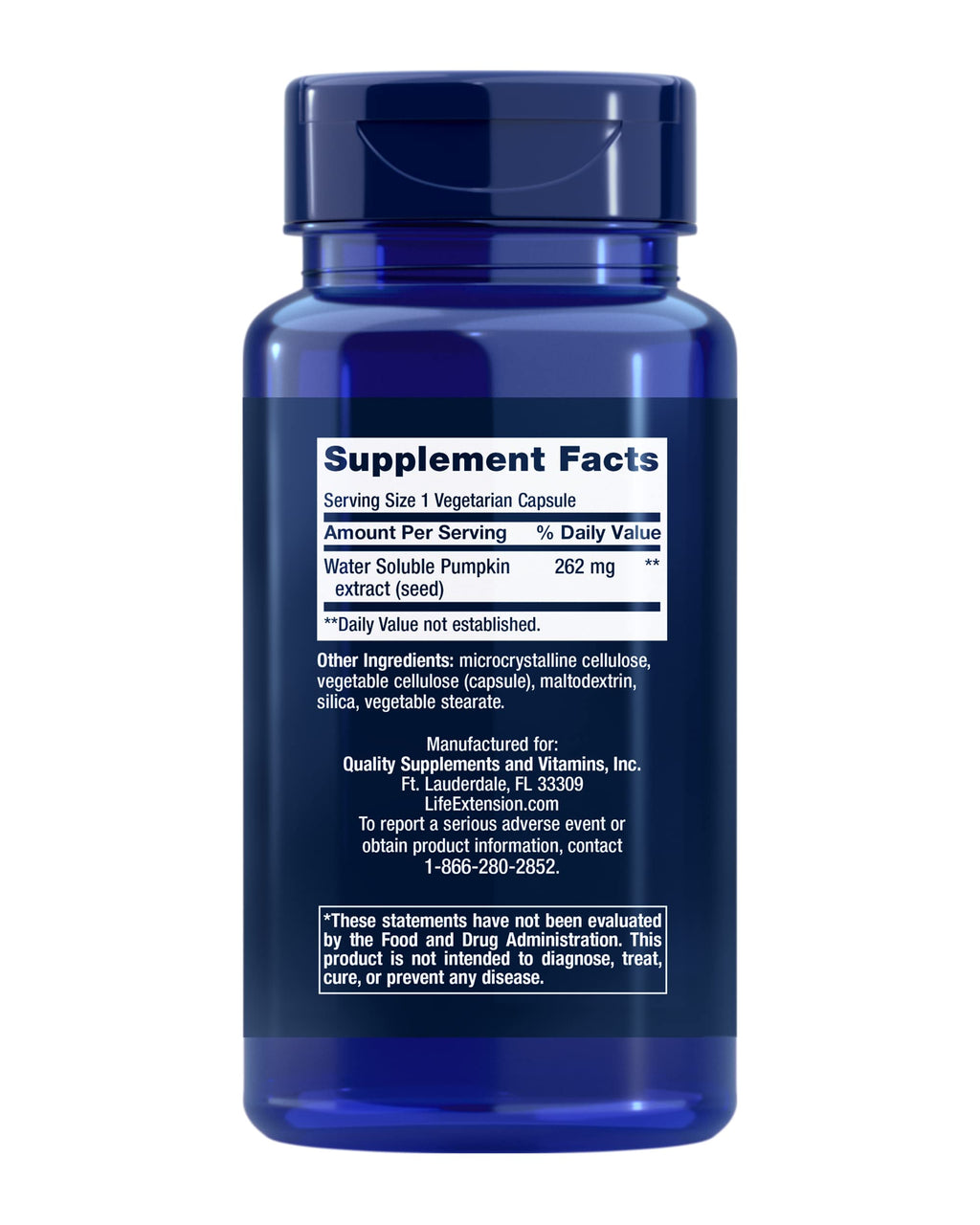 Life Extension Water-Soluble Pumpkin Seed Extract, Promotes Prostate & Urinary Tract Health, Bladder Health Support, Men, Women,