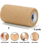 HillHold 3 Inch - 12 Rolls Self Adhesive Bandage Wrap Vet Wrap for Dogs - Wrap Tape Athletic Cohesive Bandage for Sports Injury,