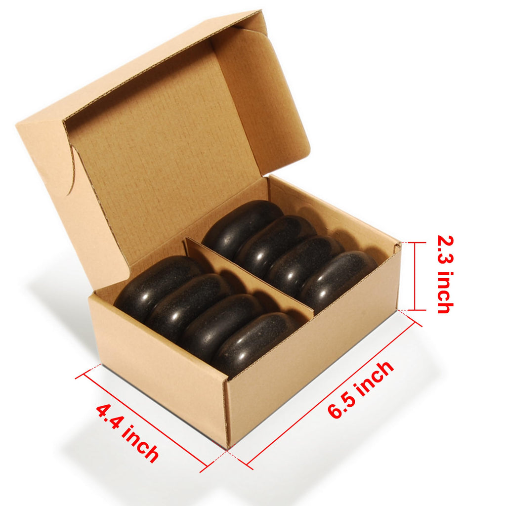 Master Massage Large Flat Ovular Basalt Hot Stone Massage 8piece Pack 3 X 2X 1rock, for Professional, Spa, Massage Therapy, Rela