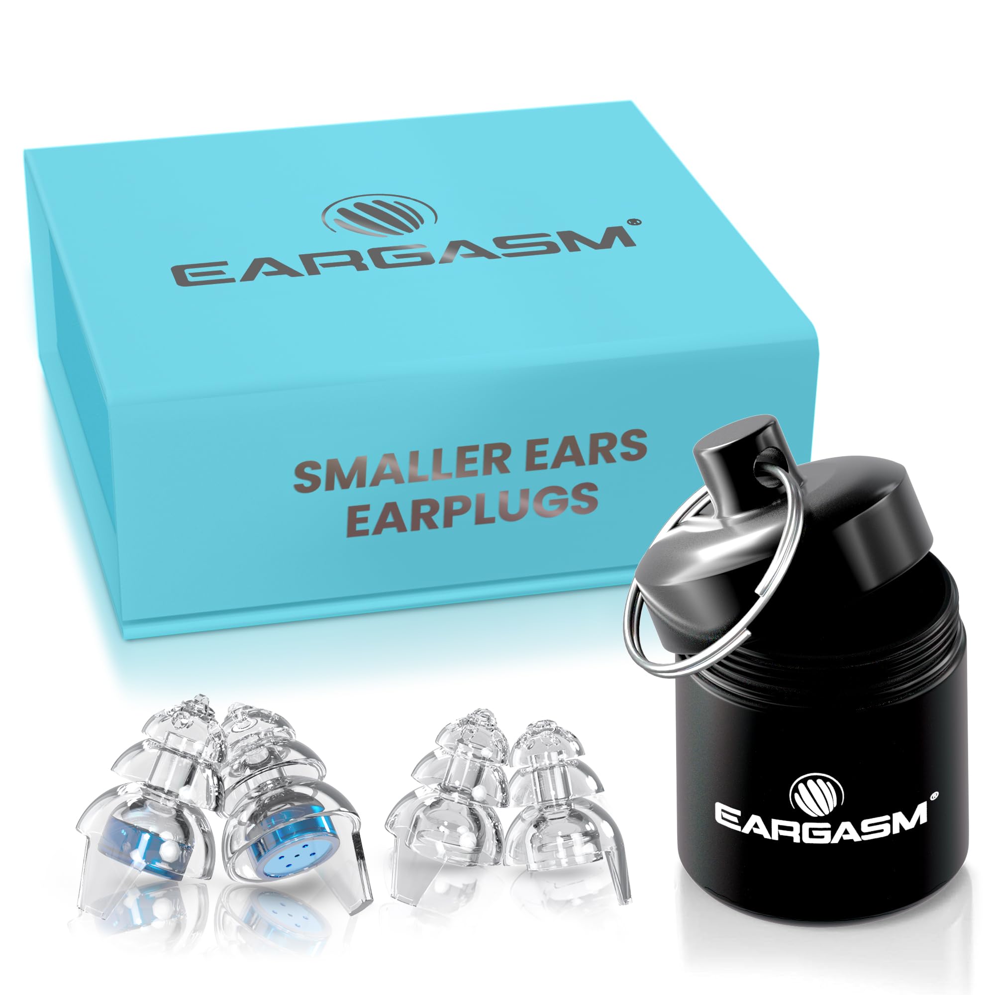 Eargasm Smaller Ears Earplugs - Blue High Fidelity Filtered Noise Reducing Reusable Ear-Plugs for Kids, Women, Men - Hearing Pro