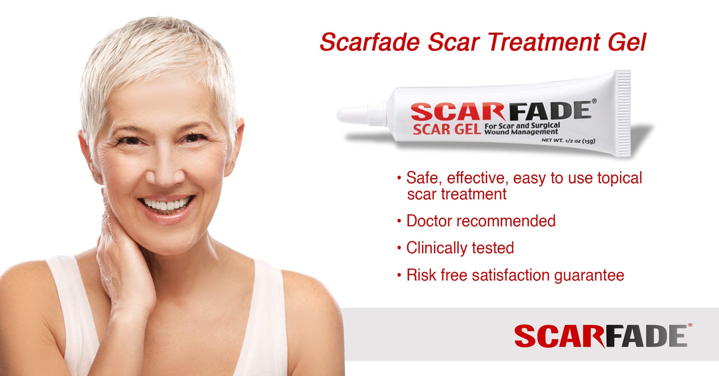 Scarfade Silicone Scar Gel for Scar Repair, Scar Treatment - 15g Tube