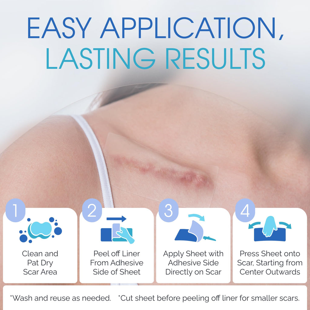 Advanced Medical Grade Silicone Scar Patches, 12 Reusable 3'' Water-Resistant Silicone Scar Strips for Newly Healed Wounds and O