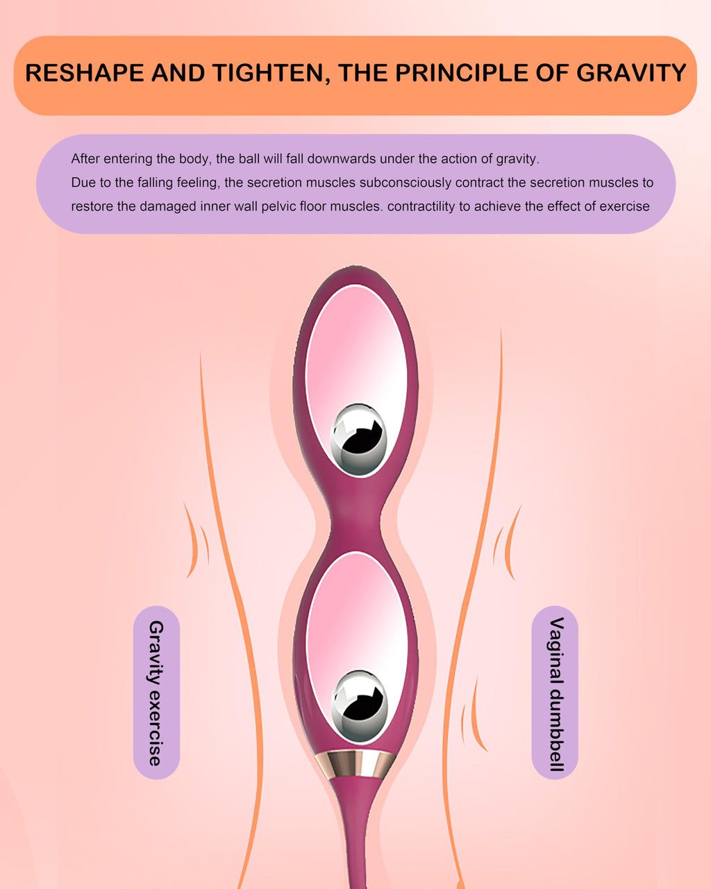 Kegel Ball kegel Tightener Balls Massage Balls Kegel Exercise System: Pink, Skin-Friendly Silicone for Vaginial Tightening Cream