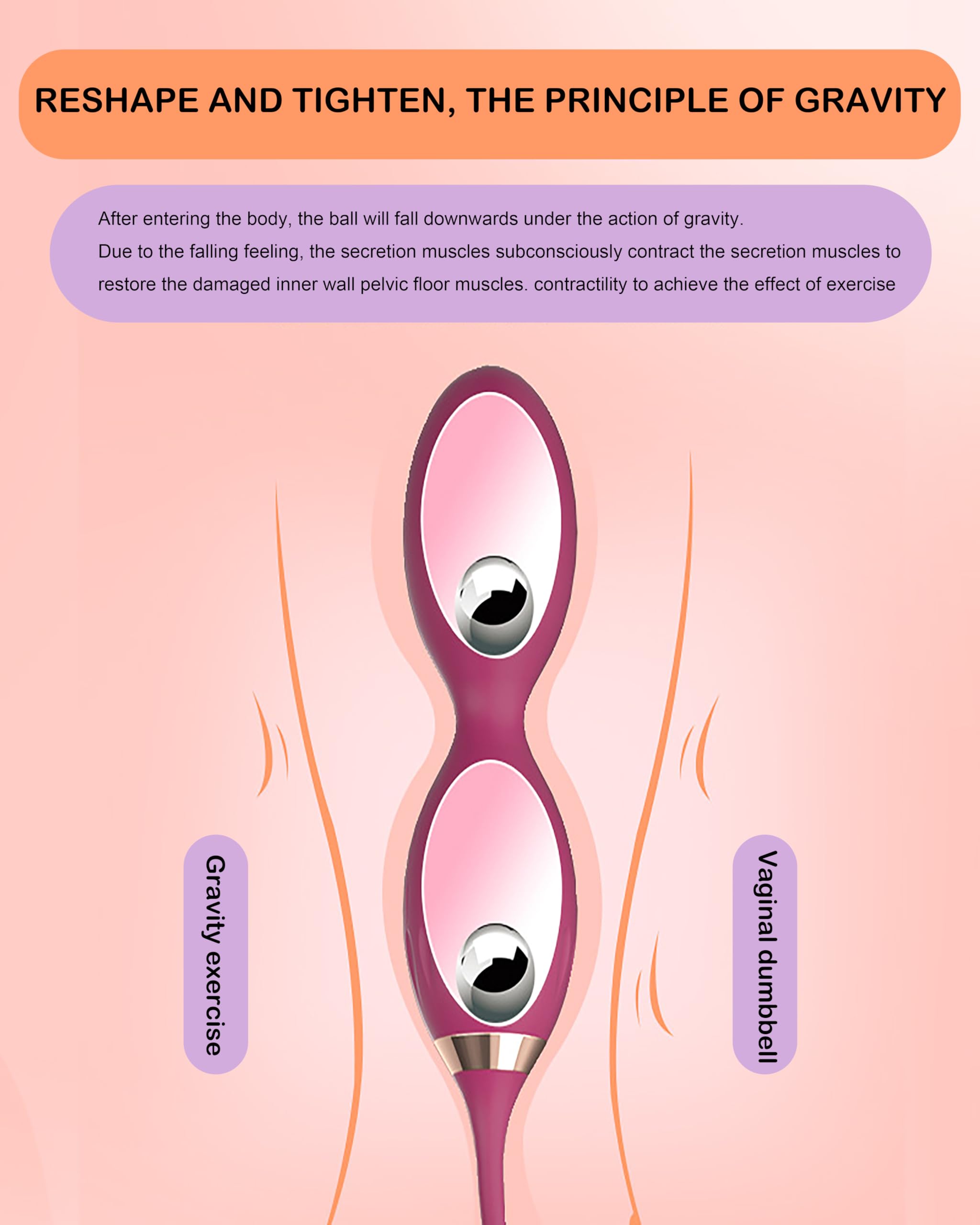 Kegel Ball kegel Tightener Balls Massage Balls Kegel Exercise System: Pink, Skin-Friendly Silicone for Vaginial Tightening Cream