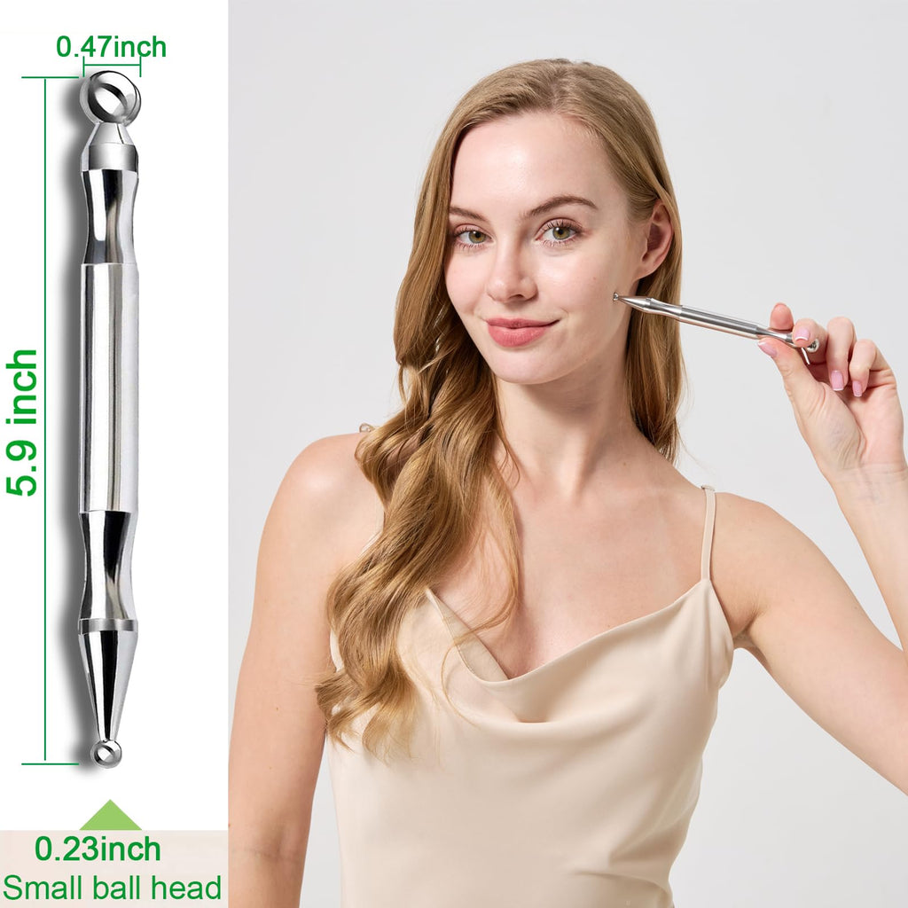 BYYDDIY Stainless Steel Dual Head Facial Reflexology Tools,Body Point Probe Pen &Trigger Point Massager Tool for Deep Tissue (P-
