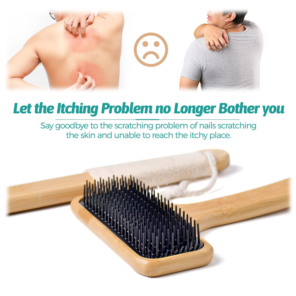 Bamboo Back Scratcher for Men, 22 Long Handle Wooden Back Scratcher For Women, Soft Wide Head Backscratchers for Comfortable B