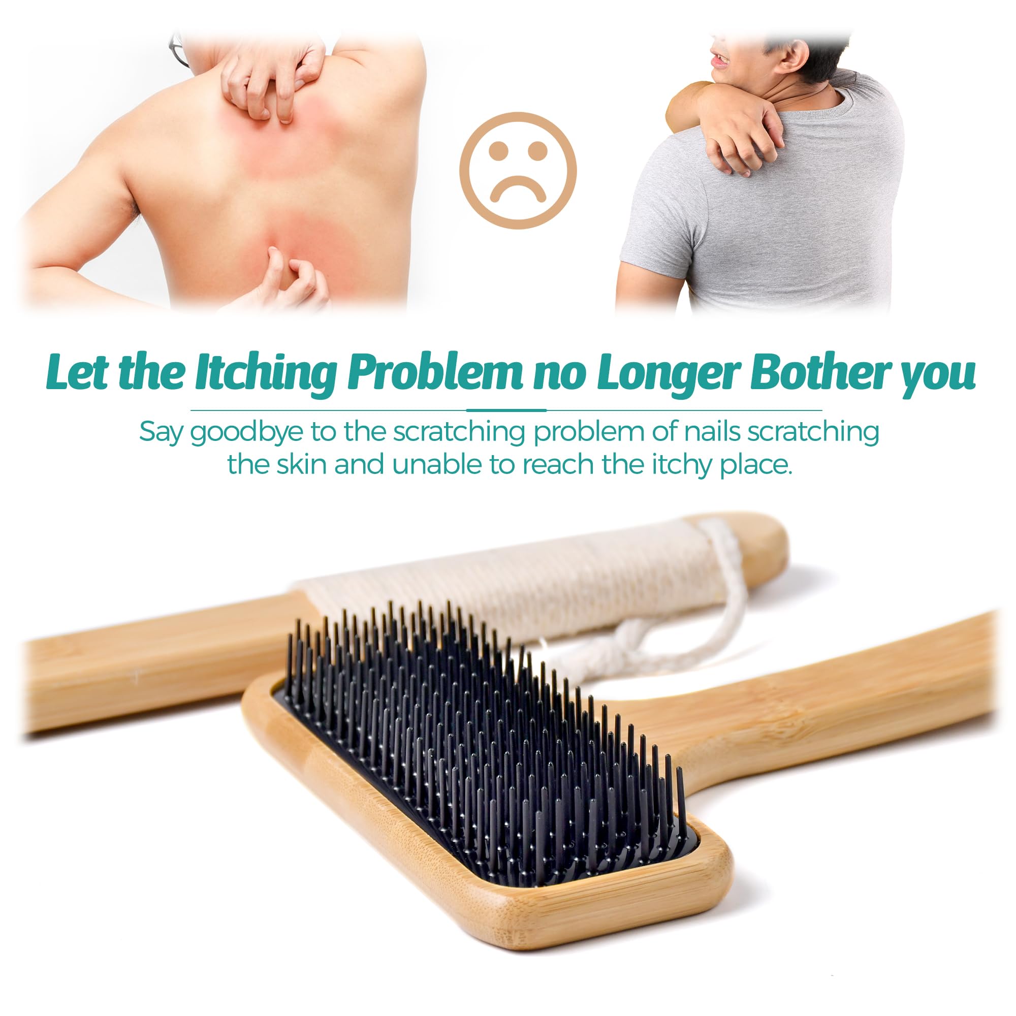 Bamboo Back Scratcher for Men, 22 Long Handle Wooden Back Scratcher For Women, Soft Wide Head Backscratchers for Comfortable B