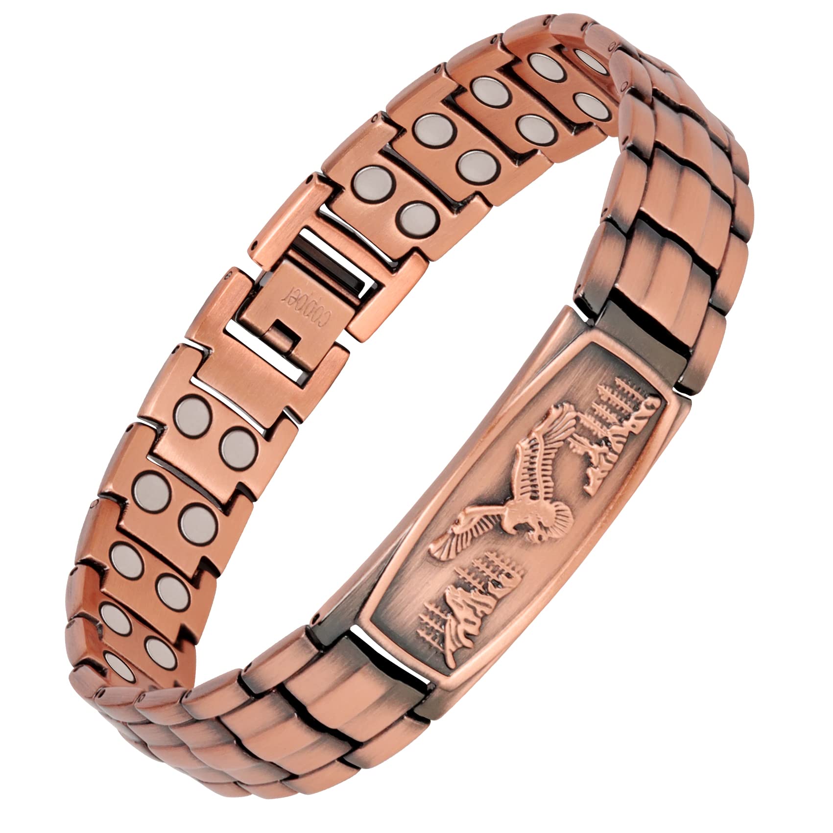 Jecanori Pure Copper Bracelet for Men, 2X Strength Magnetic Bracelets for Men, Ideal Gift