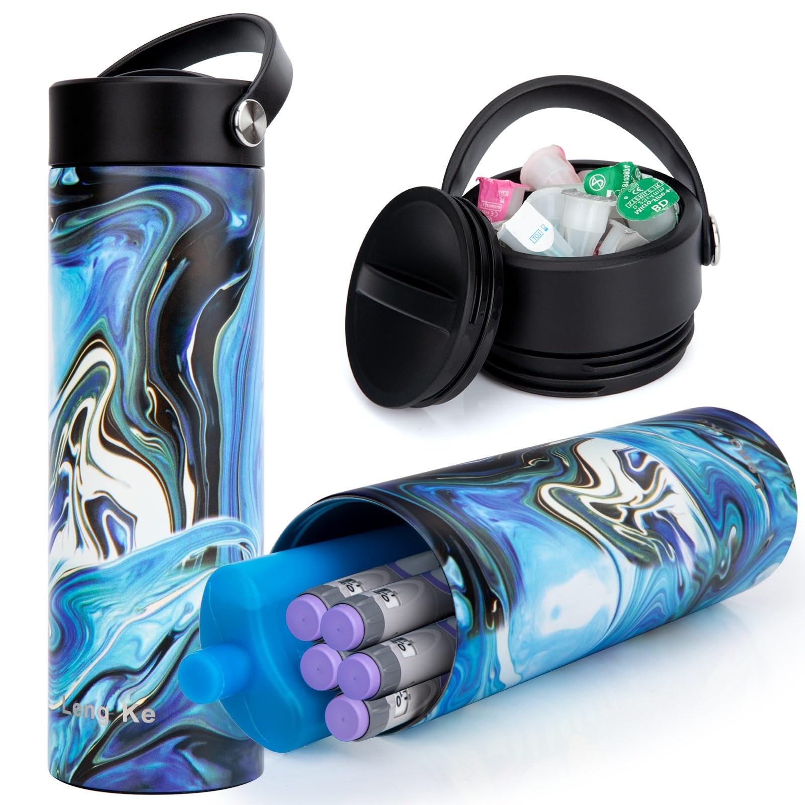 Leng Ke 24H 5 Pens Insulin Cooler Travel case Temp Display Medication Cooler for Medicine Travel TSA Approved Ice Pack Diabetic 