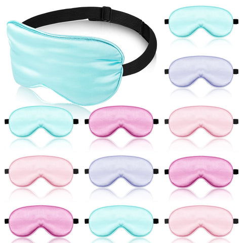 24 Pack Silk Eye Mask for Kids Smooth Soft Multicolor Blindfold with Adjustable Strap Lightweight Eye Cover Children Sleeping Ma