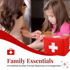 Flexzion First Aid Box Organizer, Empty 8.5 Inch Red Vintage First Aid Kit Tin Metal Medical Box First Aid Storage Box Container